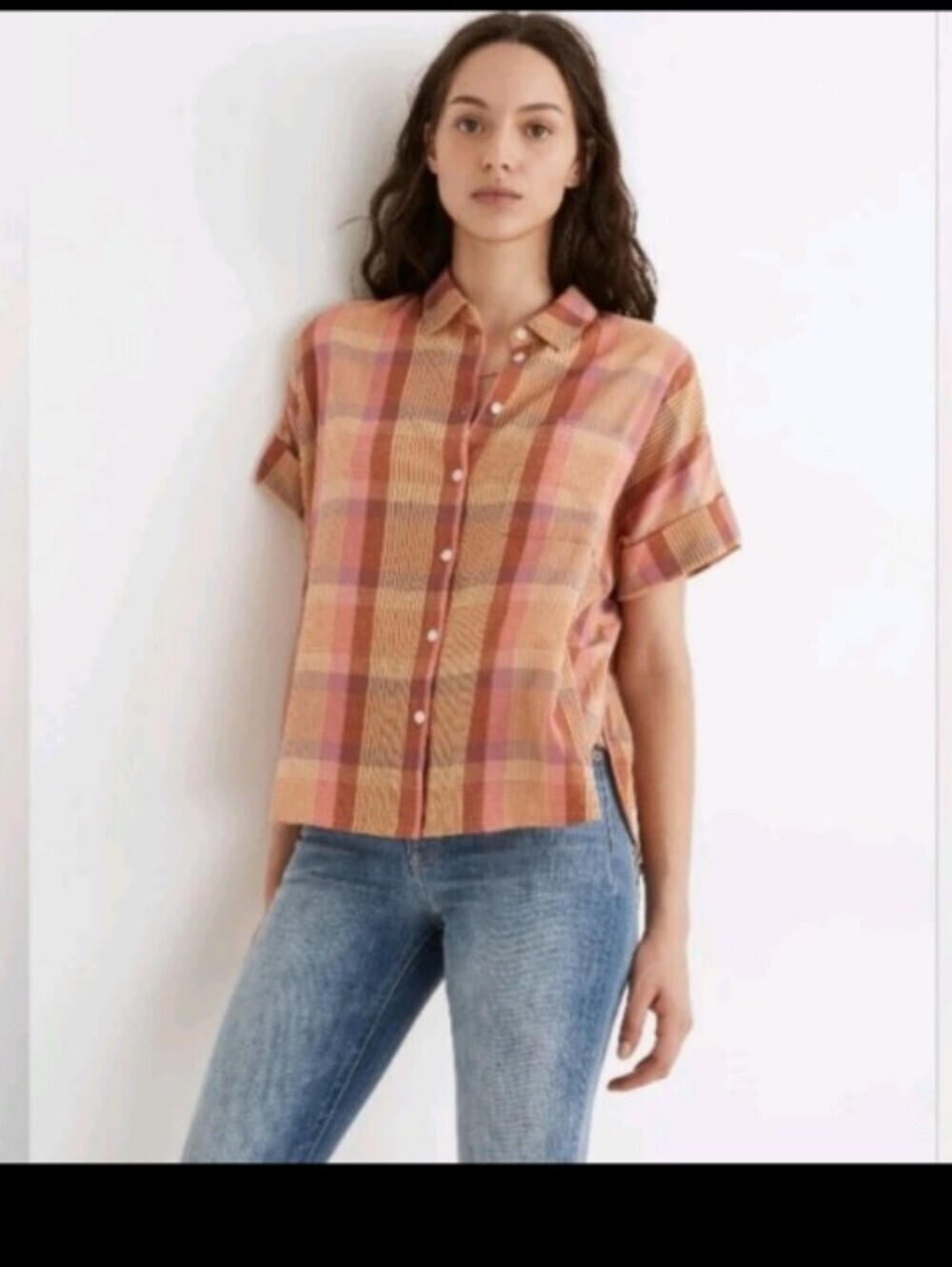 Madewell Daily Shirt in Neon Madras Plaid sz Xs